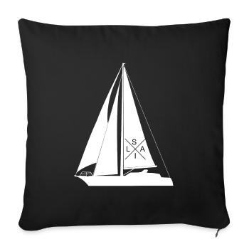 Sail Back Print Sailboat with Cross Writing Sail - Sofa pillowcase 17,3'' x 17,3'' (45 x 45 cm) - black - Front