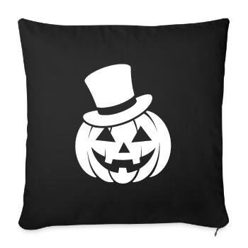 Citrouille d’Halloween souriante drôle avec chapeau haut de forme - Housse de coussin décorative 45 x 45 cm - noir - Devant