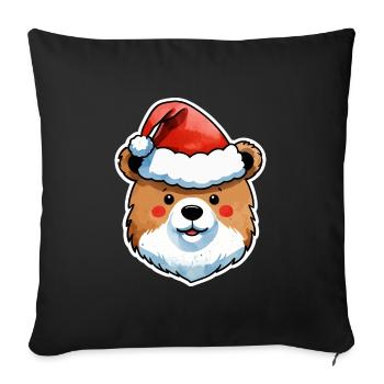 Dessin de Noël Ours - Housse de coussin décorative 45 x 45 cm - noir - Devant