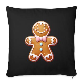 Joyful Gingerbread Man Illustration - Sofa pillowcase 17,3'' x 17,3'' (45 x 45 cm) - black - Front