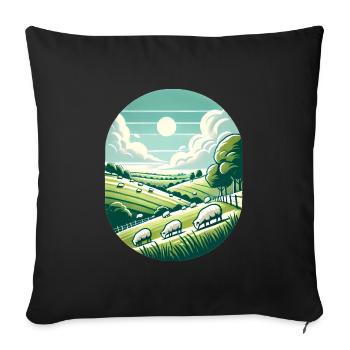 Yorkshire Countryside Scenic Design - Sofa pillowcase 17,3'' x 17,3'' (45 x 45 cm) - black - Front