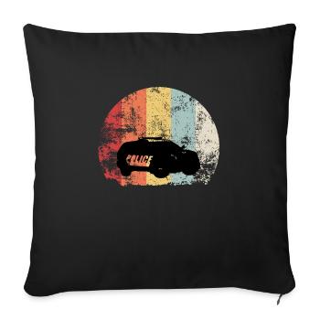 Voiture de patrouille de voitures anciennes de police - Housse de coussin décorative 45 x 45 cm - noir - Devant