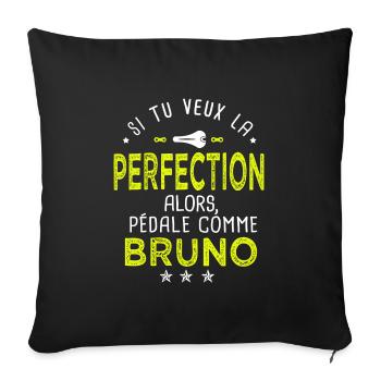 bruno si tu veux la perfection à vélo cycliste - Housse de coussin décorative 45 x 45 cm - noir - Devant
