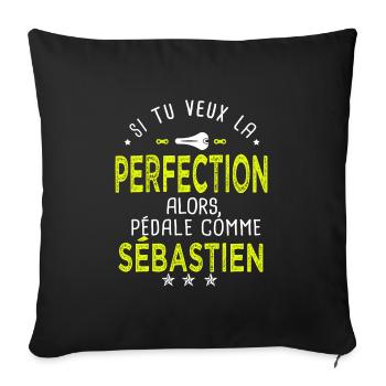 sébastien si tu veux la perfection à vélo cycliste - Housse de coussin décorative 45 x 45 cm - noir - Devant