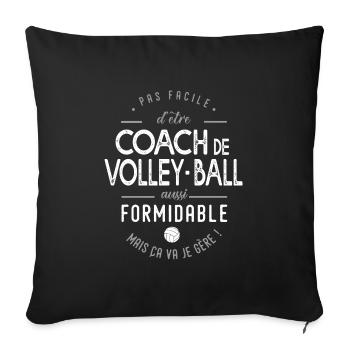 Coach Volleyball formidable entraineur volle - Housse de coussin décorative 45 x 45 cm - noir - Devant