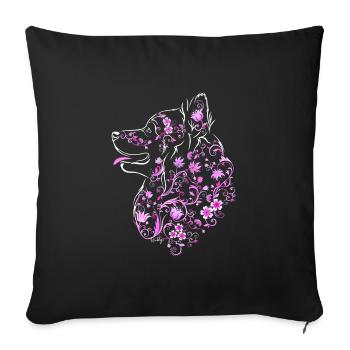 Blumenaufkleber Rosa - Sofakissenbezug 45 x 45 cm - Schwarz - Vorne