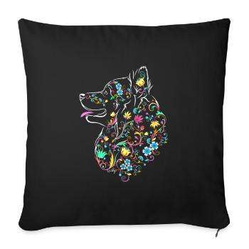 Blumenaufkleber Sommer - Sofakissenbezug 45 x 45 cm - Schwarz - Vorne