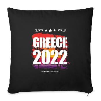 Grèce 2022 - Housse de coussin décorative 45 x 45 cm - noir - Devant