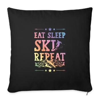 Eat Sleep Ski Repeat - Sofa pillowcase 17,3'' x 17,3'' (45 x 45 cm) - black - Front