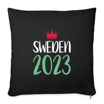 Suède 2023 - Housse de coussin décorative 45 x 45 cm - noir - Devant