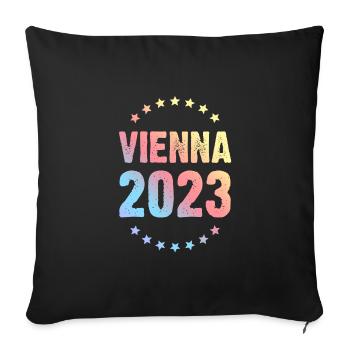 Vienna 2023 Wien - Sofa pillowcase 17,3'' x 17,3'' (45 x 45 cm) - black - Front
