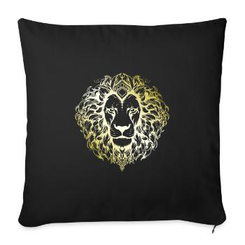 Lion Mandala gold - Sofa pillowcase 17,3'' x 17,3'' (45 x 45 cm) - black - Front