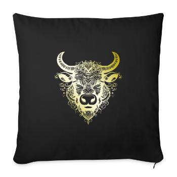 Bull Mandala gold - Sofa pillowcase 17,3'' x 17,3'' (45 x 45 cm) - black - Front