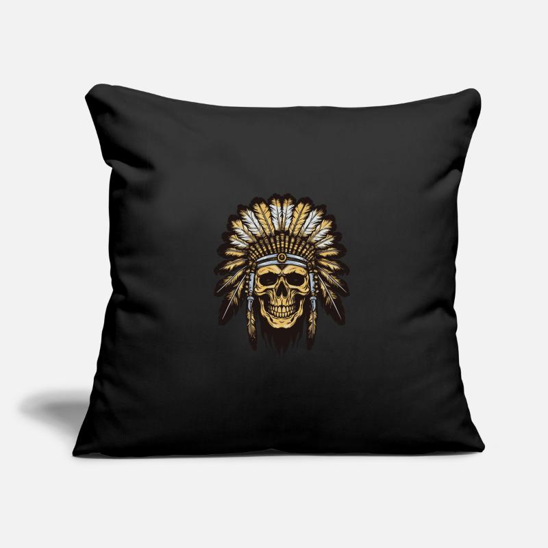 Crâne de chef indien Apache Housse de coussin décorative 45 x 45 cm