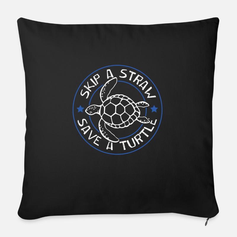 save the ocean schildkröte - Sofakissenbezug 45 x 45 cm - Schwarz