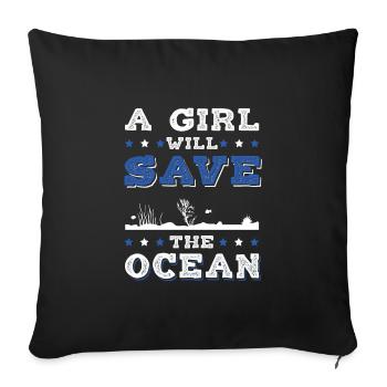 Océan Sauvez l’océan - Housse de coussin décorative 45 x 45 cm - noir - Devant