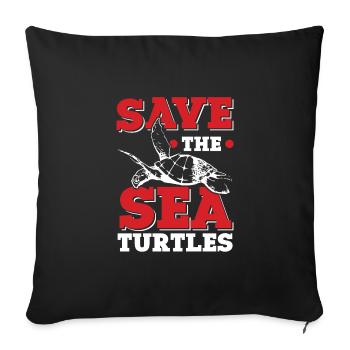 Sauvons la tortue de l’océan - Housse de coussin décorative 45 x 45 cm - noir - Devant