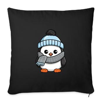 Penguin Winter Comic Cute - Sofa pillowcase 17,3'' x 17,3'' (45 x 45 cm) - black - Front