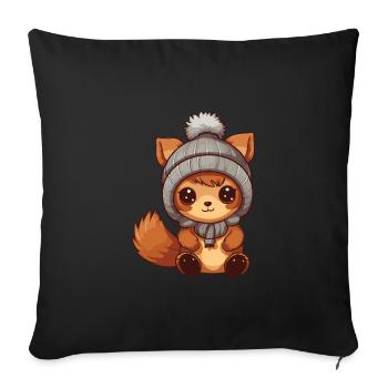 Squirrel Winter Comic Cute - Sofa pillowcase 17,3'' x 17,3'' (45 x 45 cm) - black - Front