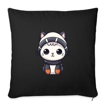 Cat Winter Comic - Sofa pillowcase 17,3'' x 17,3'' (45 x 45 cm) - black - Front