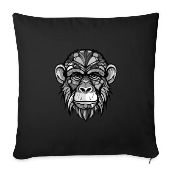 Tête De Singe Portrait Animal - Housse de coussin décorative 45 x 45 cm - noir - Devant