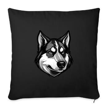 Tête de chien husky Portrait Animal - Housse de coussin décorative 45 x 45 cm - noir - Devant