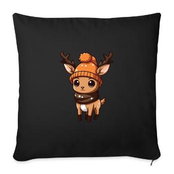 Deer Antlers Winter Comic - Sofa pillowcase 17,3'' x 17,3'' (45 x 45 cm) - black - Front