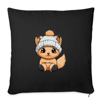 Squirrel Winter Comic - Sofa pillowcase 17,3'' x 17,3'' (45 x 45 cm) - black - Front