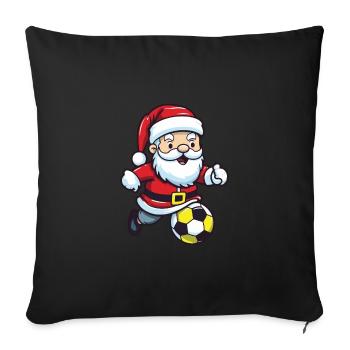 Père Noël Football Sports Noël - Housse de coussin décorative 45 x 45 cm - noir - Devant