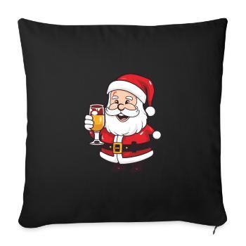 Père Noël à boire bande dessinée Noël - Housse de coussin décorative 45 x 45 cm - noir - Devant