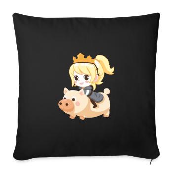 Prinzessin Schwein Märchen - Sofakissenbezug 45 x 45 cm - Schwarz - Vorne