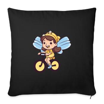 Fée Mignon Vélo Bande Dessinée - Housse de coussin décorative 45 x 45 cm - noir - Devant