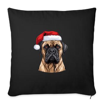 Tête de Noël Boerboel Dog - Housse de coussin décorative 45 x 45 cm - noir - Devant