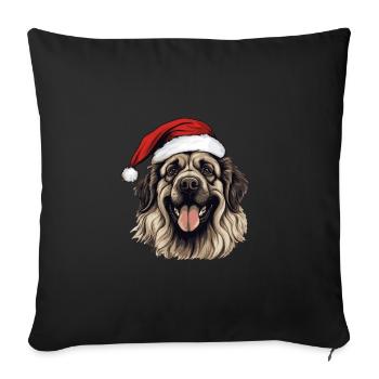 Leonberg Chien Tête de Noël - Housse de coussin décorative 45 x 45 cm - noir - Devant