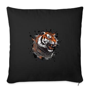 Tête de tigre symbole Animal - Housse de coussin décorative 45 x 45 cm - noir - Devant