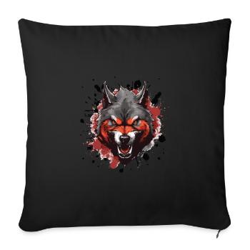 Wolf Kopf Symbol Tier - Sofakissenbezug 45 x 45 cm - Schwarz - Vorne