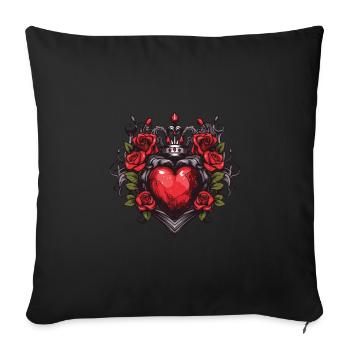 Coeur Symbole Amour - Housse de coussin décorative 45 x 45 cm - noir - Devant