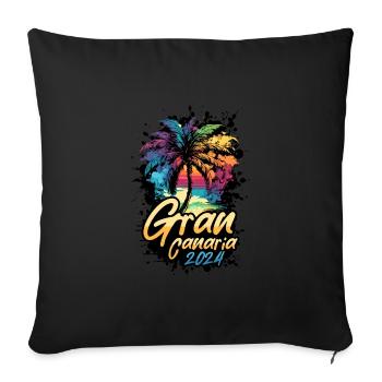 Gran Canaria 2024 Palm Trees Multicolored - Sofa pillowcase 17,3'' x 17,3'' (45 x 45 cm) - black - Front