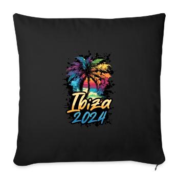 Ibiza 2024 Palm Trees Multicolored - Sofa pillowcase 17,3'' x 17,3'' (45 x 45 cm) - black - Front