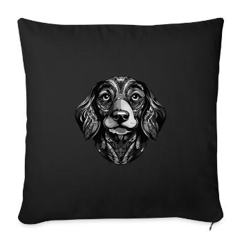 Dachshund Dog Portrait Head Dachshund - Sofa pillowcase 17,3'' x 17,3'' (45 x 45 cm) - black - Front
