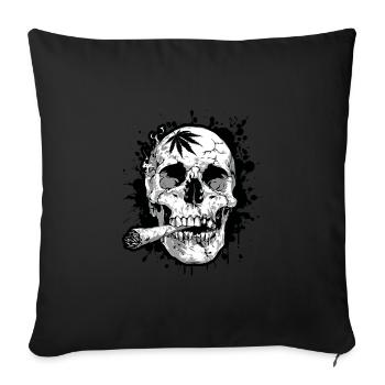 Skull joint cannabis symbol - Sofa pillowcase 17,3'' x 17,3'' (45 x 45 cm) - black - Front