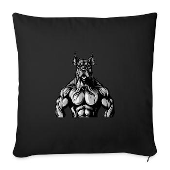 Remise en forme musculaire du chien - Housse de coussin décorative 45 x 45 cm - noir - Devant