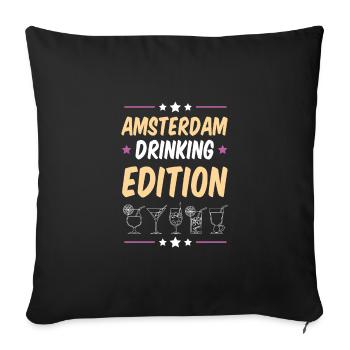 Soirée à boire à Amsterdam - Housse de coussin décorative 45 x 45 cm - noir - Devant