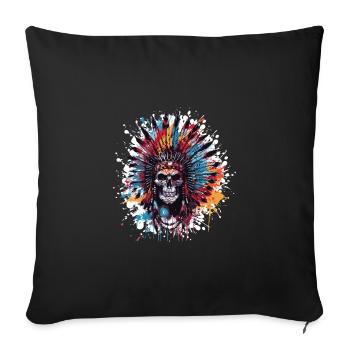 Indian Chief Skull - Sofa pillowcase 17,3'' x 17,3'' (45 x 45 cm) - black - Front