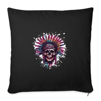 Indian Skull Chief - Sofa pillowcase 17,3'' x 17,3'' (45 x 45 cm) - black - Front