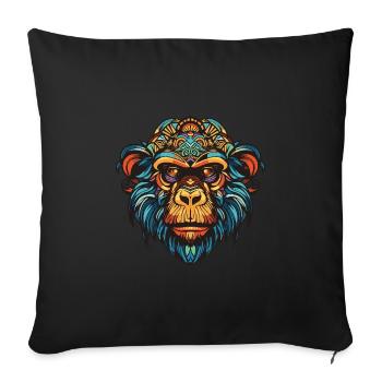 Tête de portrait de singe - Housse de coussin décorative 45 x 45 cm - noir - Devant