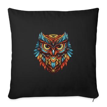 Owl Portrait Head - Sofa pillowcase 17,3'' x 17,3'' (45 x 45 cm) - black - Front