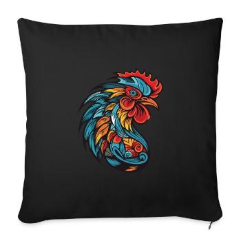 Rooster Portrait Head - Sofa pillowcase 17,3'' x 17,3'' (45 x 45 cm) - black - Front