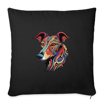 Lévrier chien portrait tête - Housse de coussin décorative 45 x 45 cm - noir - Devant