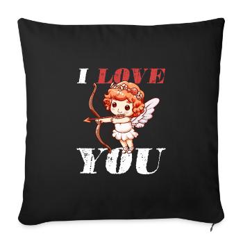 Je t’aime ange - Housse de coussin décorative 45 x 45 cm - noir - Devant